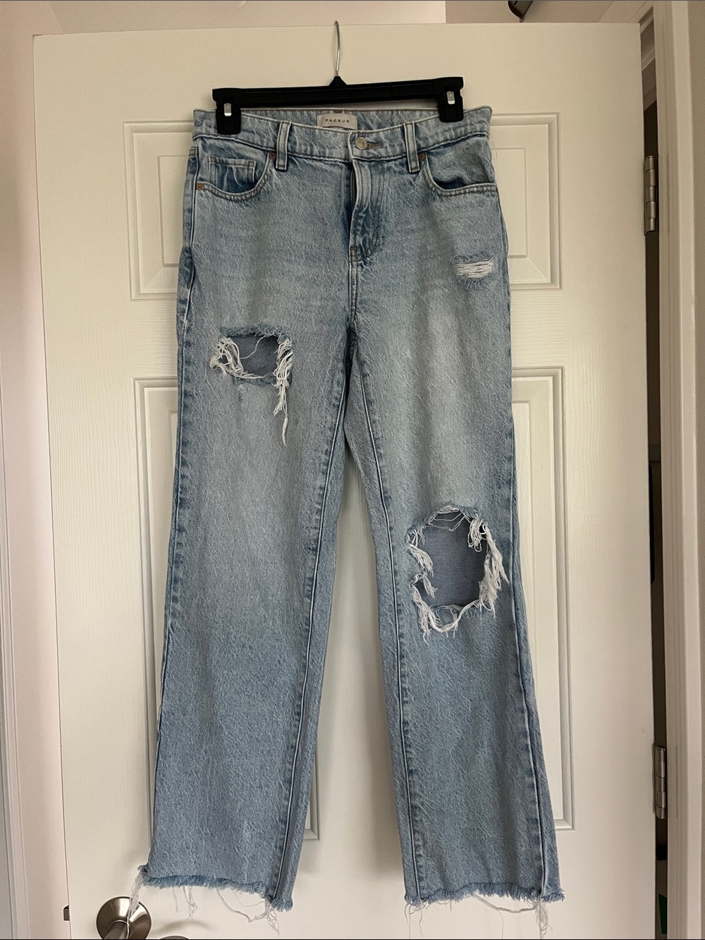 PacSun Light Blue Distressed Straight-Leg Jeans